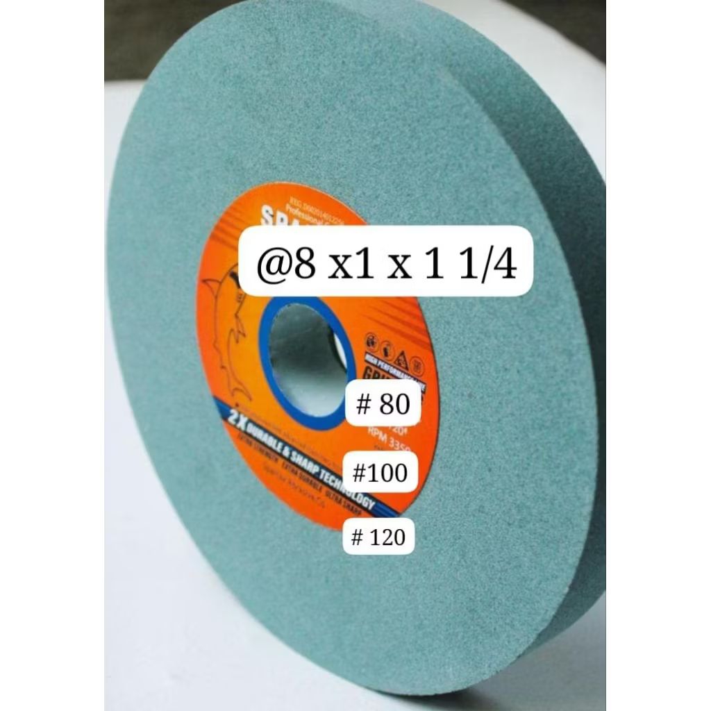 Batu asah gerinda duduk 8"inch hijau SPARTAX.batu asah gerinda duduk 8" x 1" x 1¼" SPARTAX