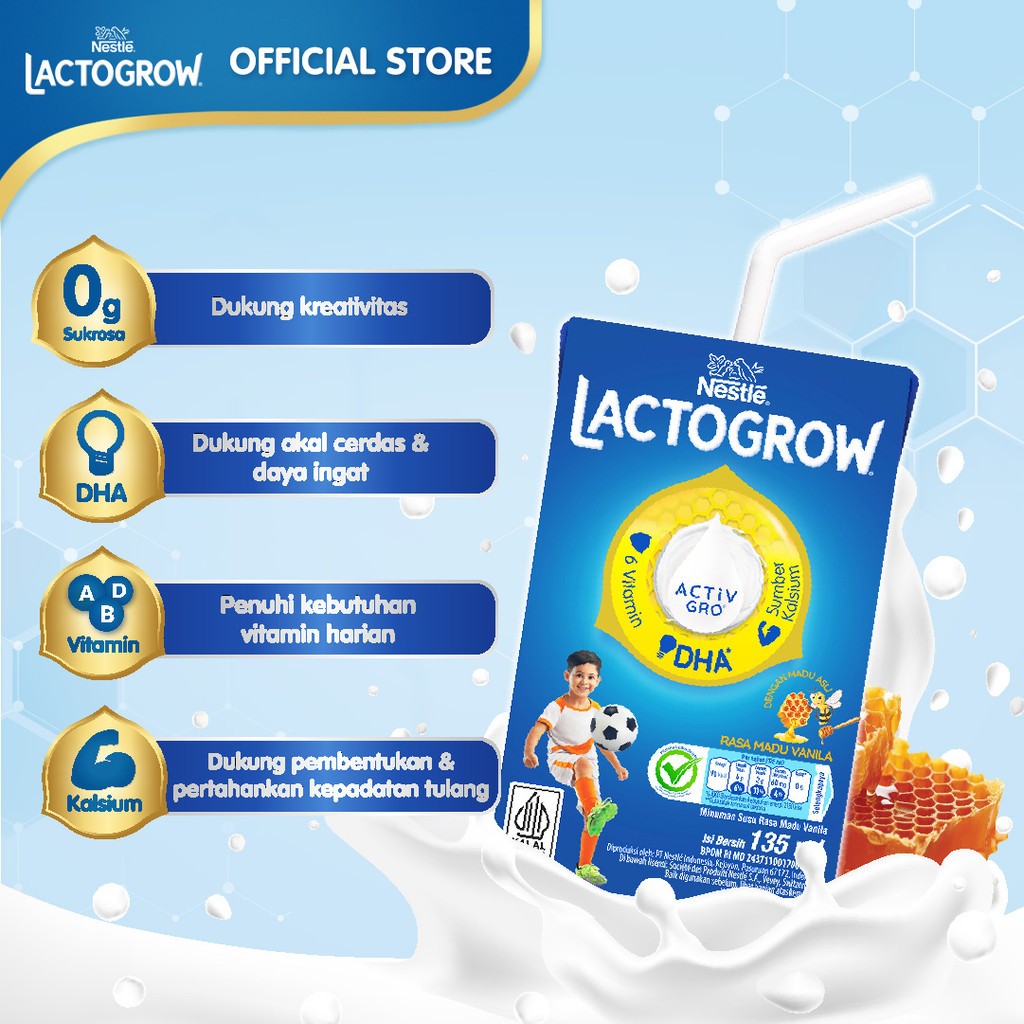 

[oddsolshop] pekanbaru/Nestle Lactogrow Minuman Susu Rasa Madu Vanila 135ml Activ Milk Honey Vanilla
