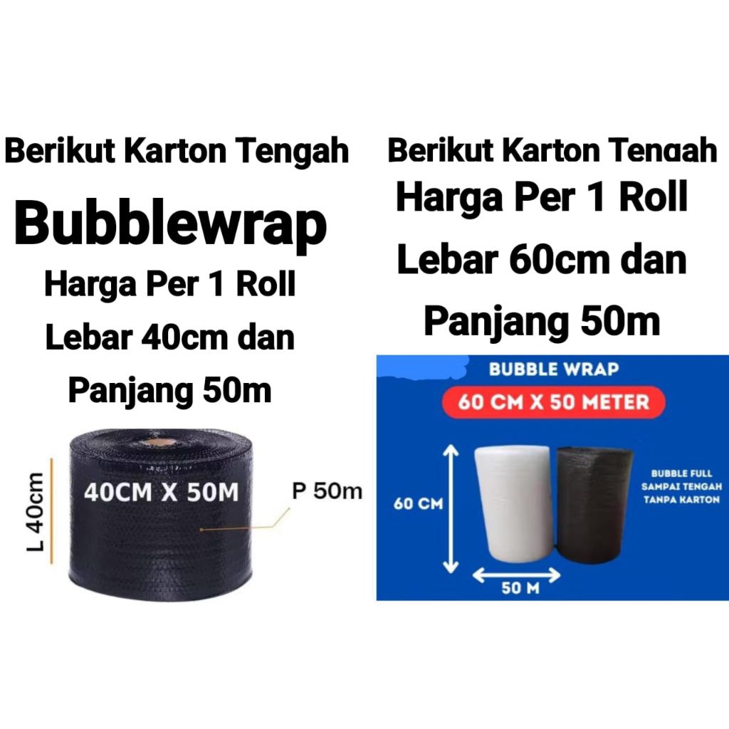 

Bubblewrap Packing 1 Roll / Bubble wrap Paket 40cmx50m / 60cmx50m / Warna Hitam / Harga Per 1 Roll