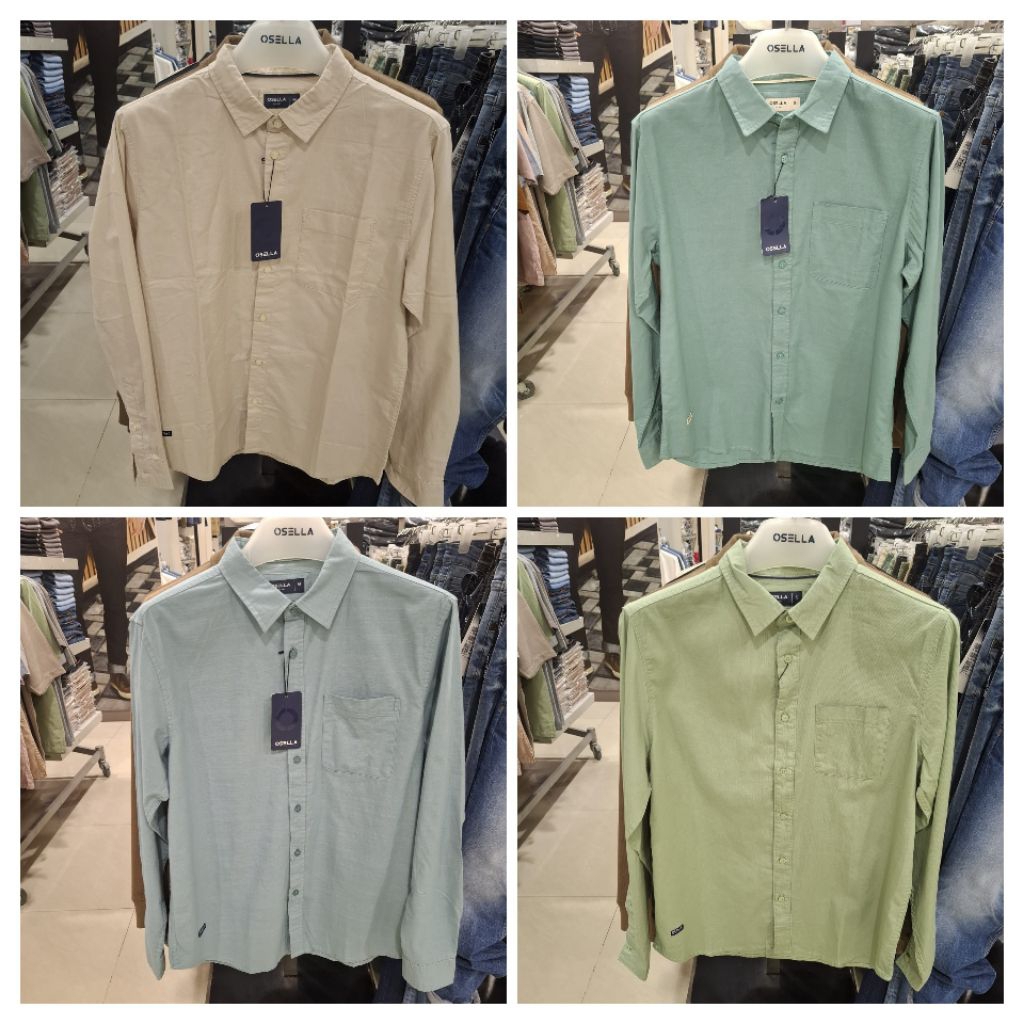 Osella Baju Kemeja Lengan Panjang Atasan Pria Dewasa Original
