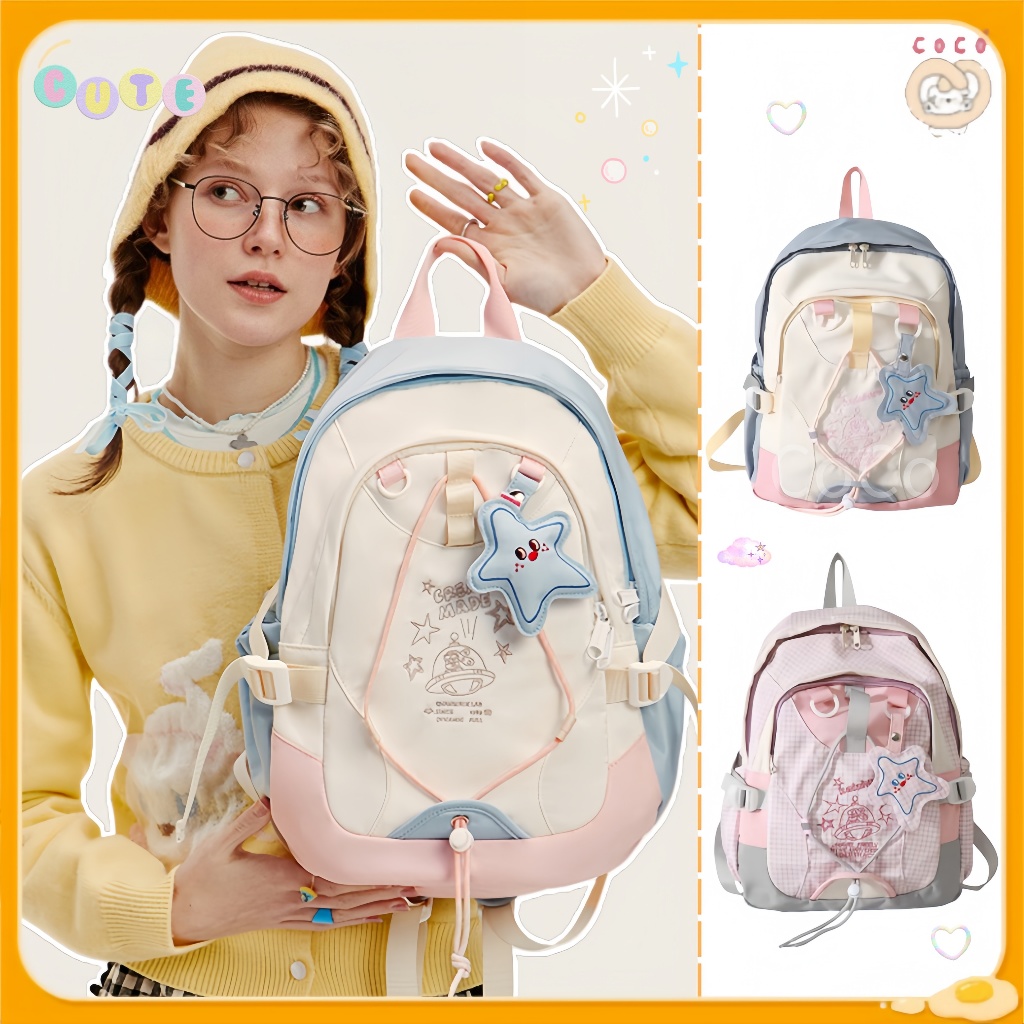[Kirim Liontin] Tas Ransel Bintang Y2k/Tas Sekolah Anak Perempuan Lucu Untuk Sekolah Menengah Pertam