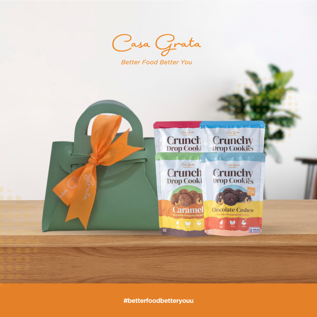

Casa Grata Deluxe Crunchy Set – 4 Mini Cookies 20g in Elegant Green Bag