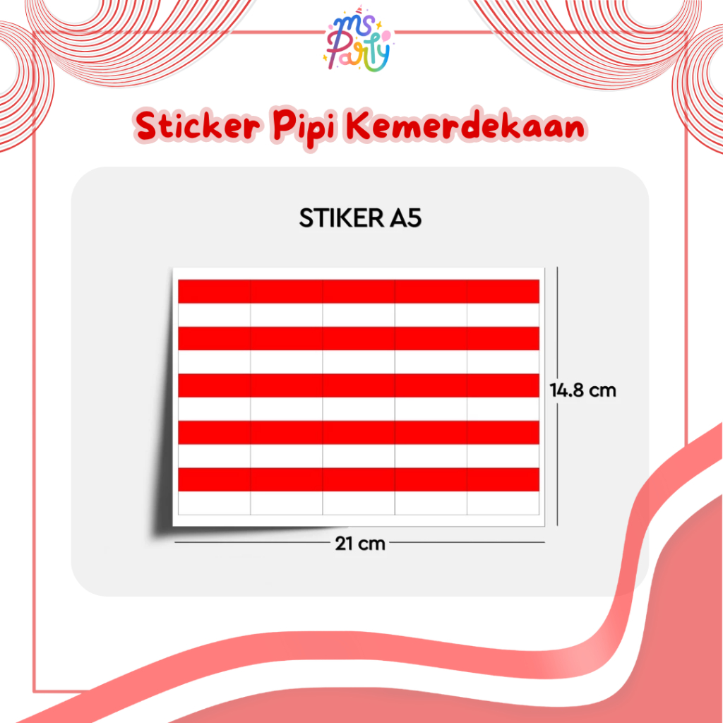 

MS.PARTY 36PCS STICKER PIPI KEMERDEKAAN MERAH PUTIH 1LEMBAR