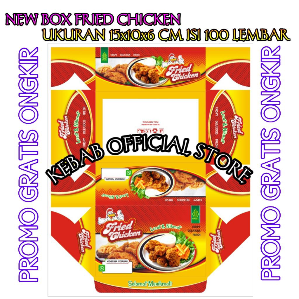 

KEMASAN FRIED CHICKEN 100 LEMBAR IVORY LAMINASI 15x10x6 CM VIRAL | KARDUS BOX CHICKEN TERBARU