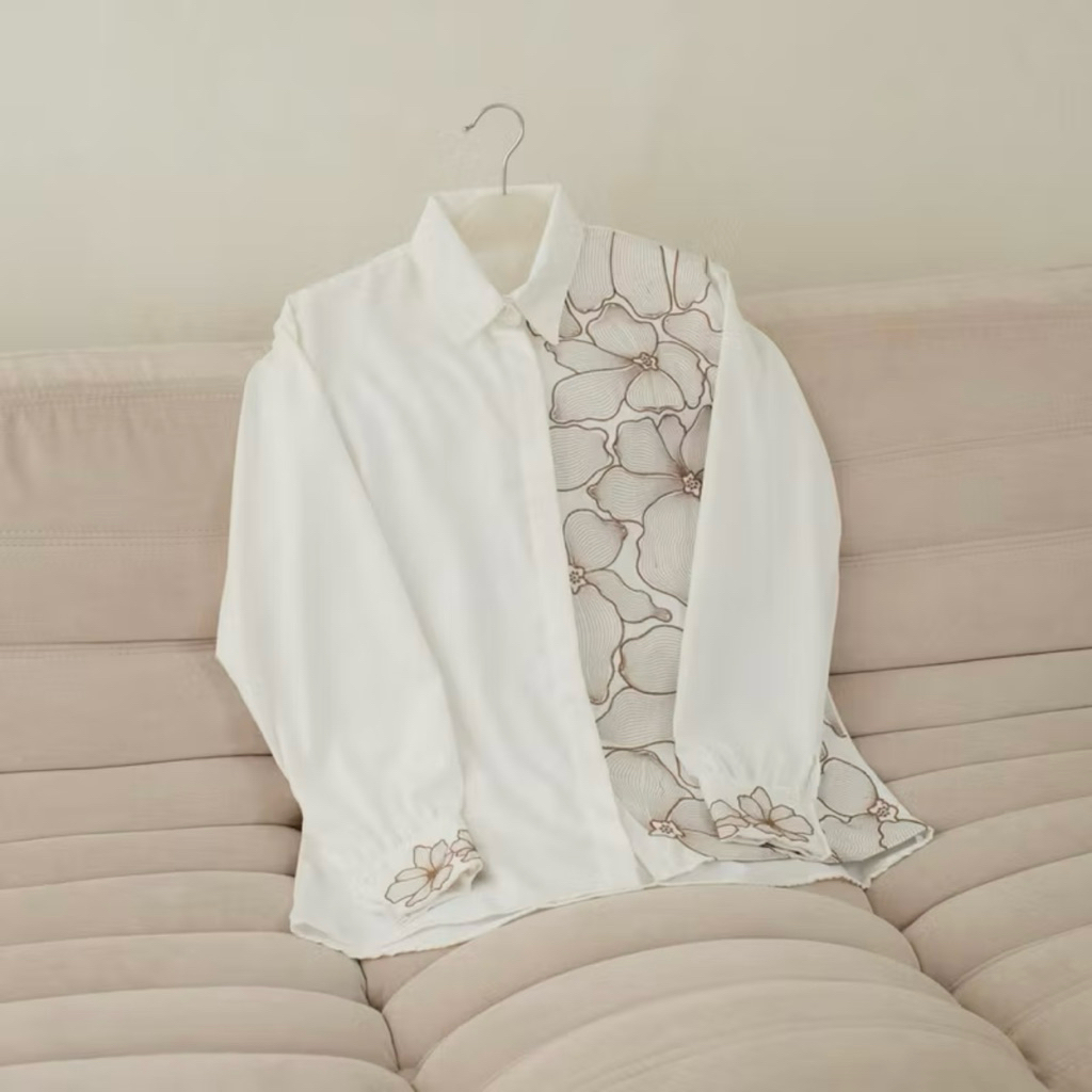 LUISA SHIRT | ATASAN WANITA BORDIR PREMIUM | KEMEJA WANITA AESTHETIC EARTH TONE | ATASAN BORDIR