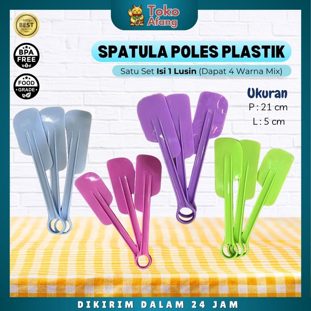 [Isi 12 PCS] 1 Lusin Spatula Plastik / Solet Plastik / Polesan Kue Ulang Tahun Cantik Plastik Bahan 
