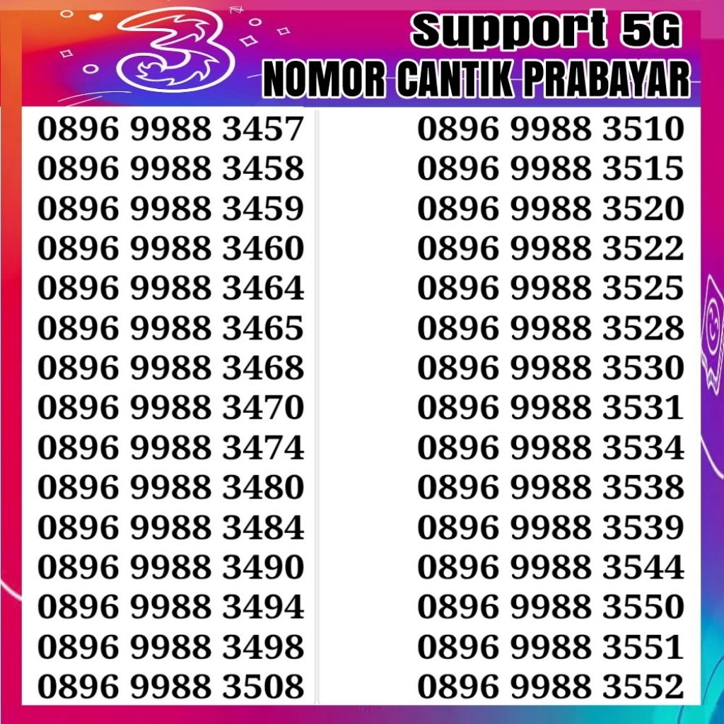 Nomor cantik tri kartu perdana tri 4G