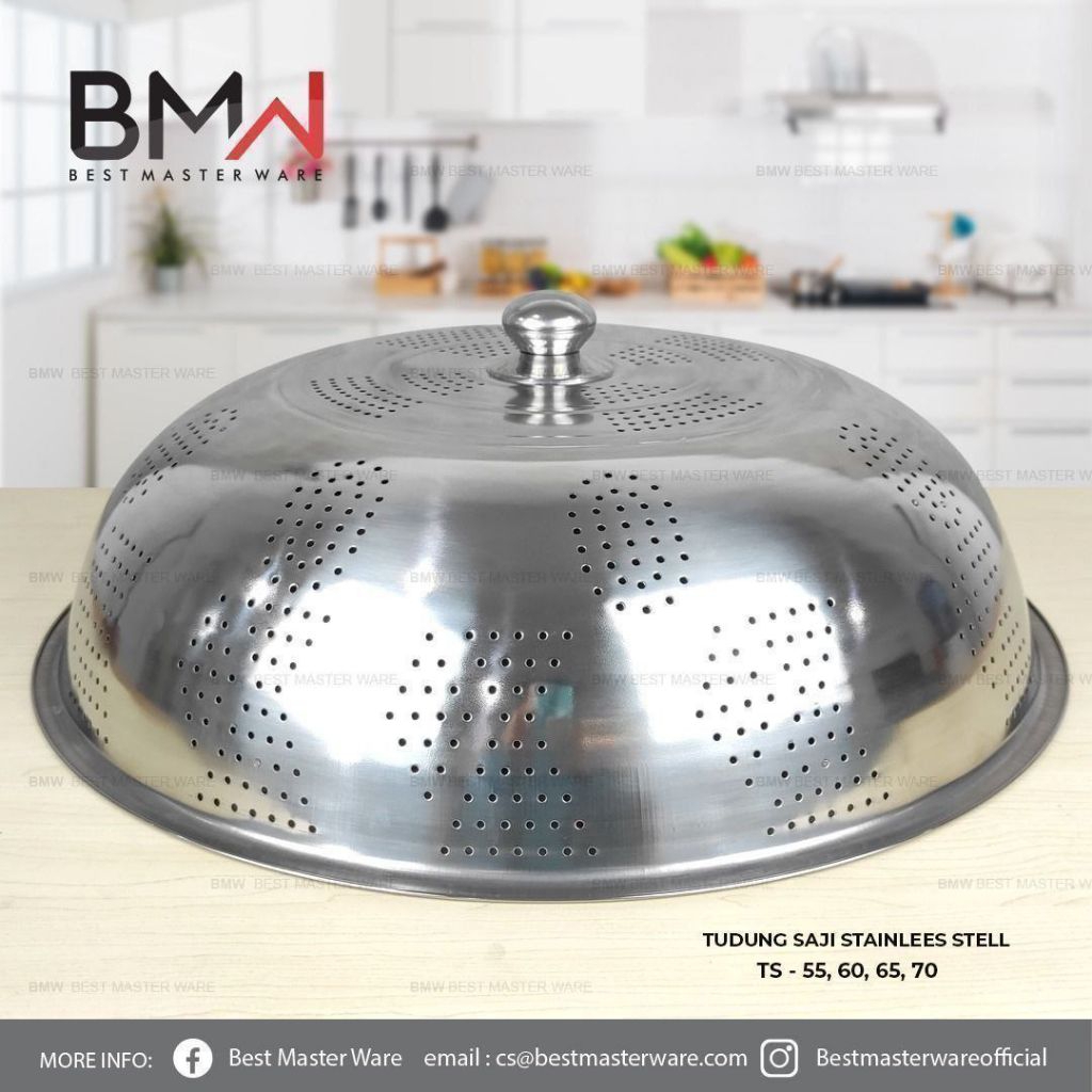 Azparadays - Tudung Saji Stainless 65Cm Estetik Mewah Penutup Makanan Minimalis