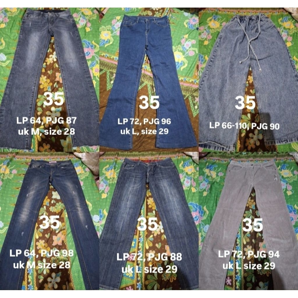 Preloved Celana Jeans, Rok Jeans, Rok Cargo