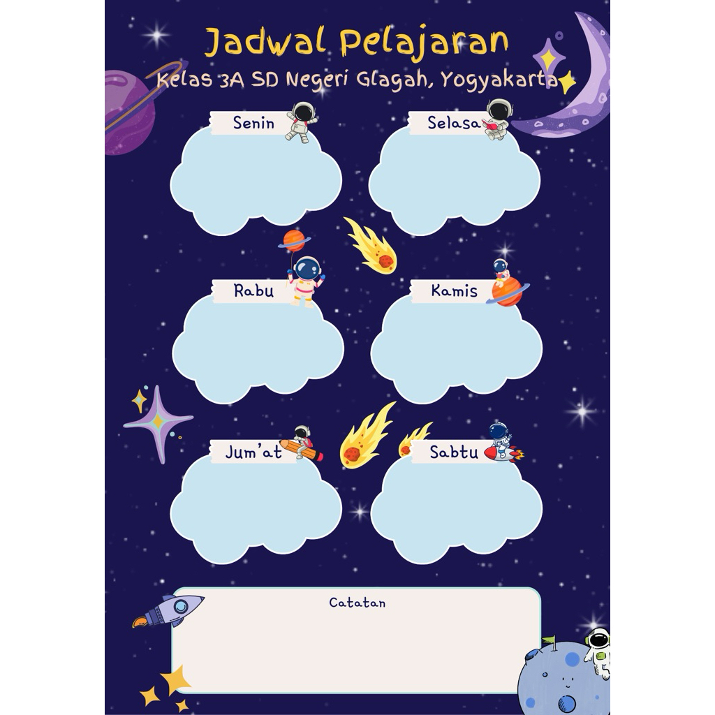 

Jadwal Pelajaran Kelas SD Full Color Tema Astronaut – Gratis Catak