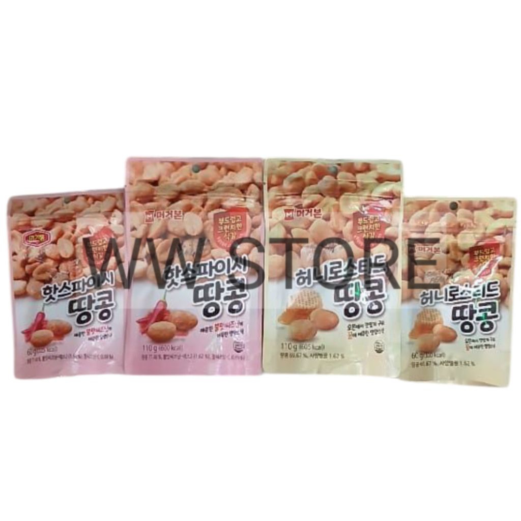 

Cemilan snek makanan ringan kacang panggang rasa pedas dengan madu Korea Korean Murgerbon HONEY ROASTED / HOT & SPICY PEANUTS 60g 110g
