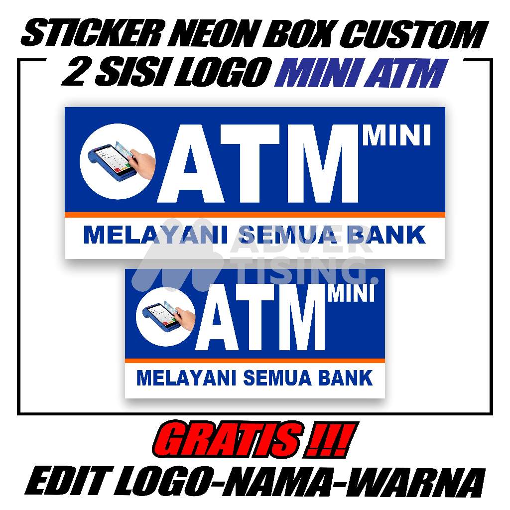 STICKER VINYLI NEON BOX 2 SISI ATM MINI