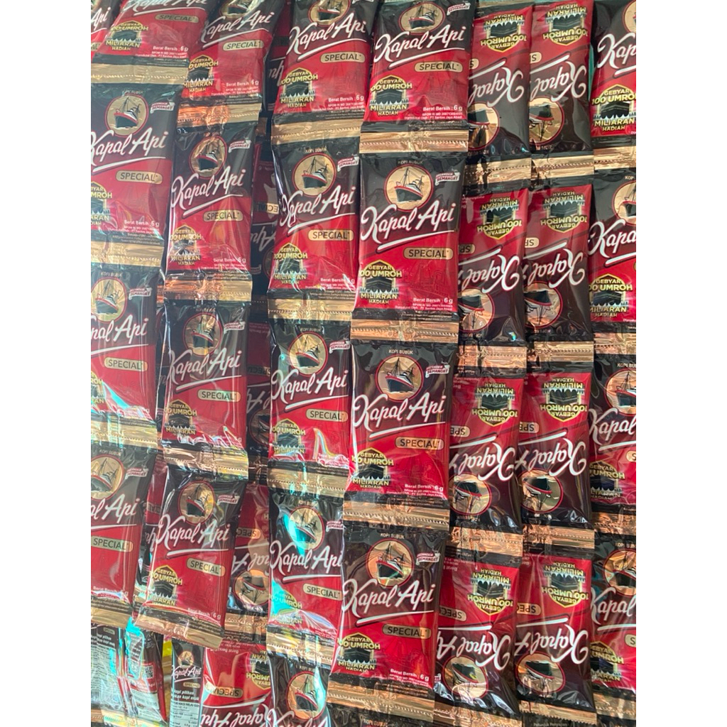 

1 DUS ISI 200 PCS KAPAL API SPECIAL 6,5 gram/ BUBUK KOPI MINI TANPA GULA LEBIH BANYAK LEBIH HEMAT/