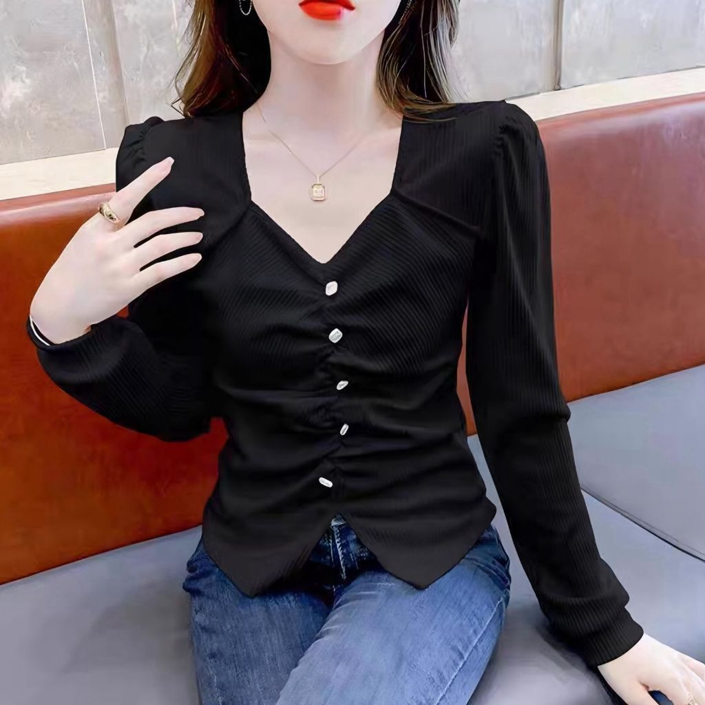 Blouse Rajut Import Atasan Lengan Panjang Baju Atasan Ootd Rajut Import Pakaian Atasan Fashion Baju