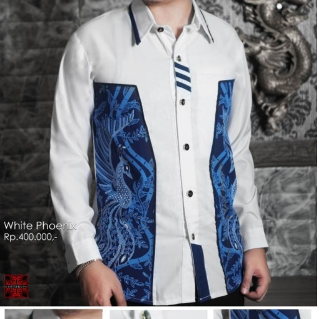 BATIK KERTABUMI WHITE PHOENIX - Kemeja Batik Pria Lengan Panjang, Modern dan Elegan