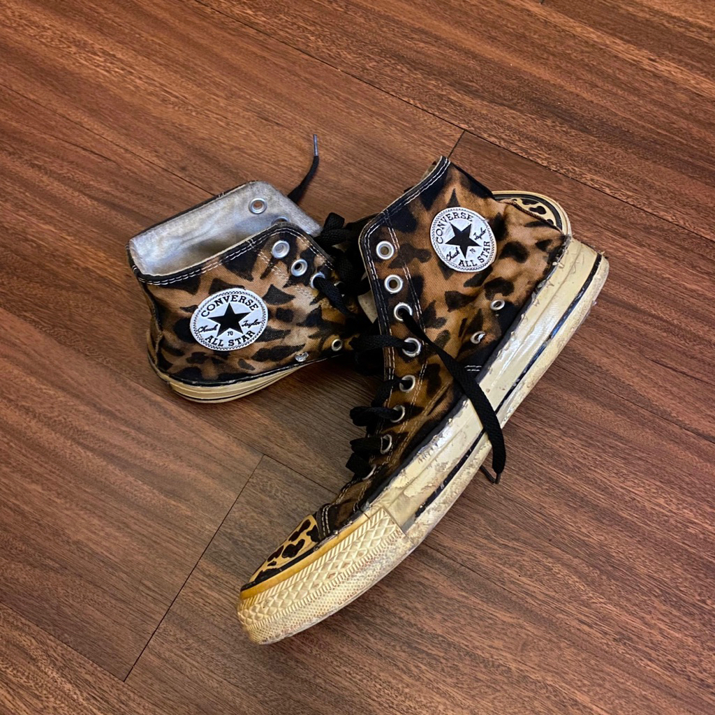 Sepatu Tempur Converse High All Star Leopard Custom Second Preloved
