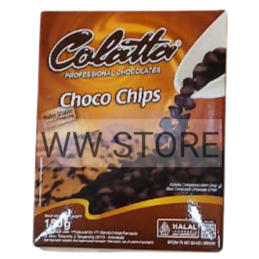 

Coklat cokelat paduan hitam chip TAHAN PANGGANG halal MUI Colatta PROFESSIONAL CHOCOLATES BAKE STABLE Dark Compound Chocolate Choco Chips 150g