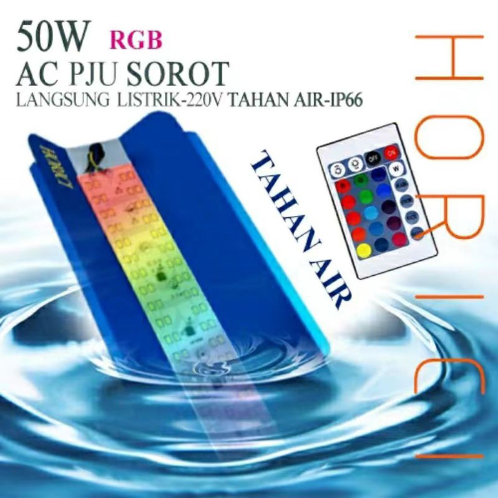 Lampu sorot LED 50watt RGB warna warni + remot