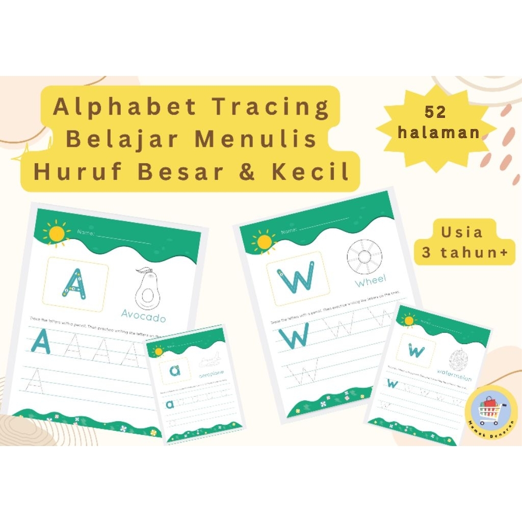 

Alphabet Letter Tracing Kids Activity / Lembar Kerja Worksheet Alfabet Anak / Belajar Menulis dan Memgenal Huruf Besar dan Kecil / Beginning Sounds & Letter Recognition