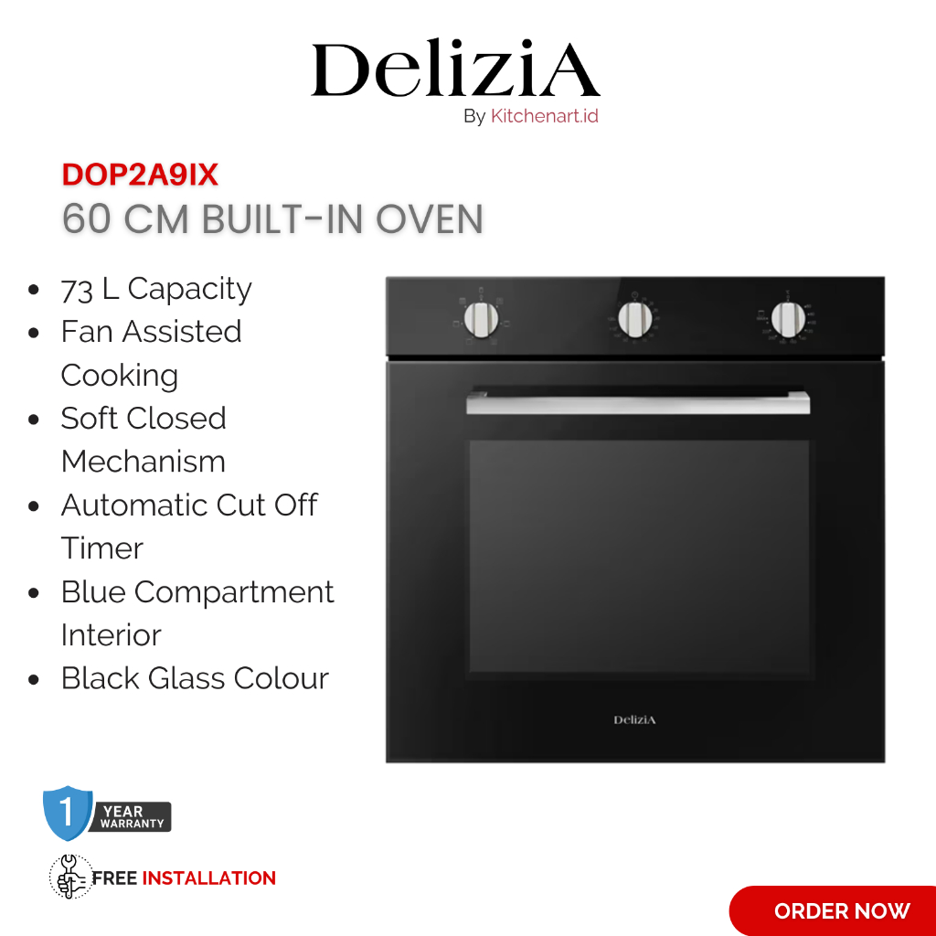 DELIZIA Built-in Oven, Full Gas Oven & Gas Grill DOP2A9IX / Oven Tanam Gas