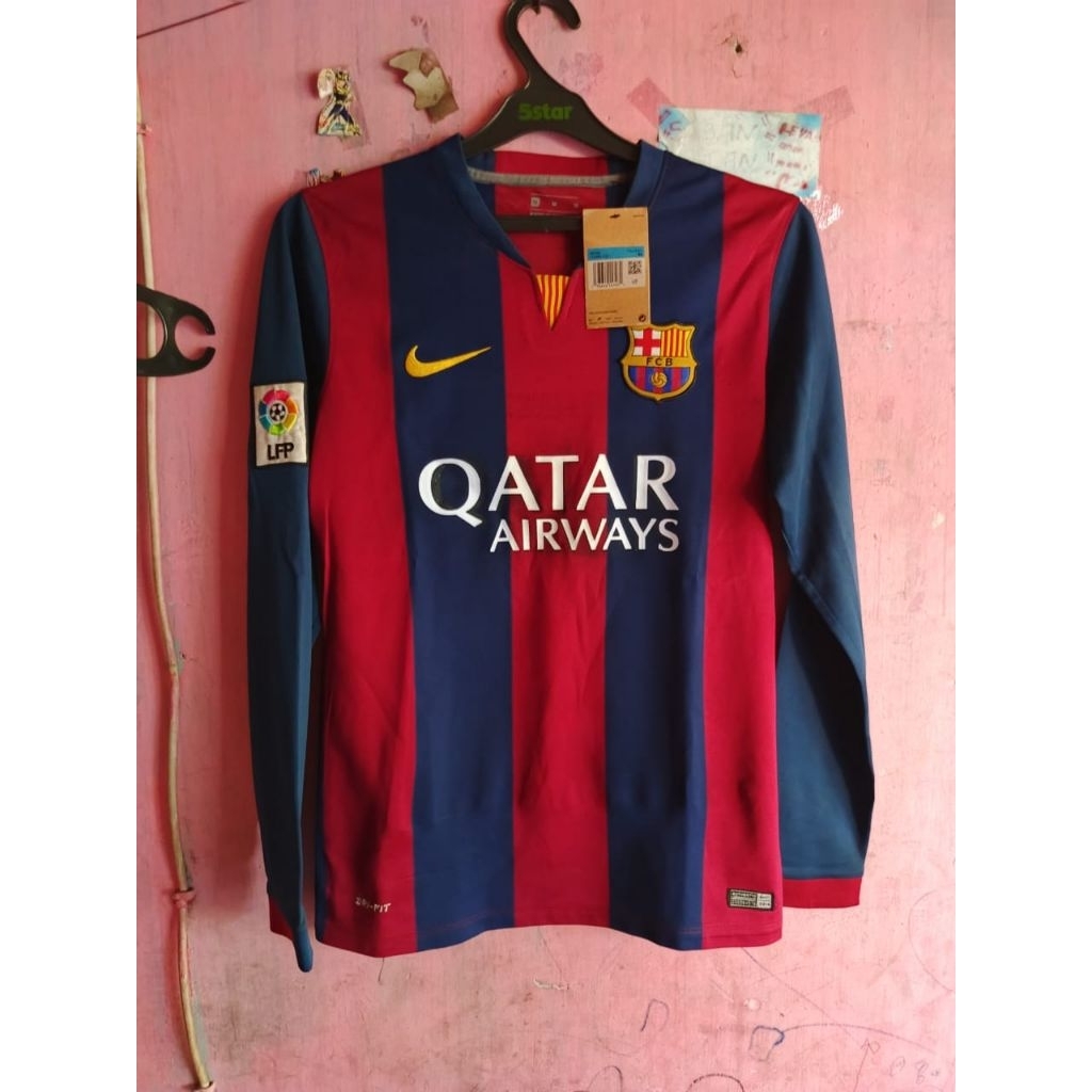 JERSEY BARCELONA HOME 2014/2015 LENGAN PANJANG (BNTW sisa versi laliga nns Messi)