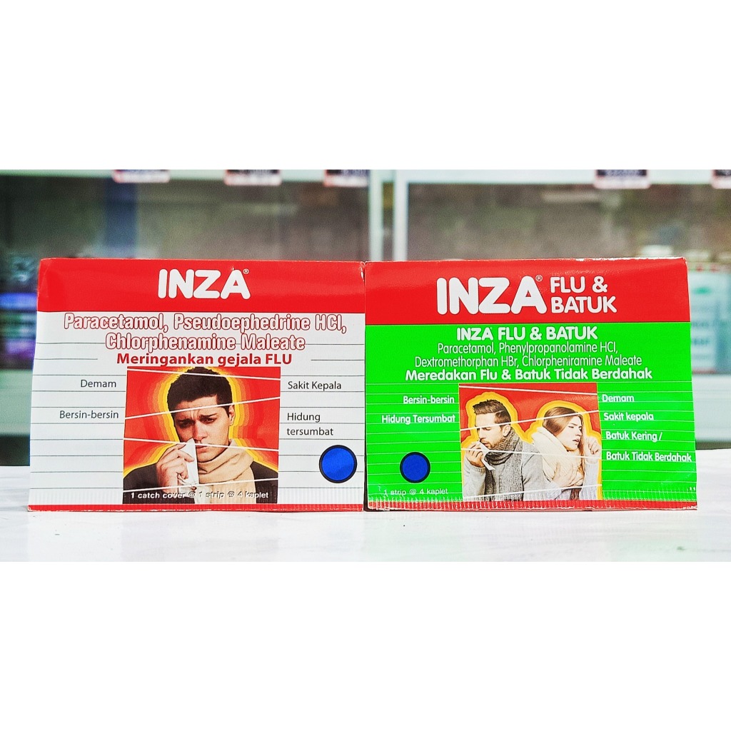 INZA dan INZA FLU & BATUK 𝟏 𝐒𝐓𝐑𝐈𝐏 𝐈𝐒𝐈 𝟒 𝐊𝐀𝐏𝐋𝐄𝐓 - Meredakan Demam, Bersin-Bersin dan Sakit Kepala