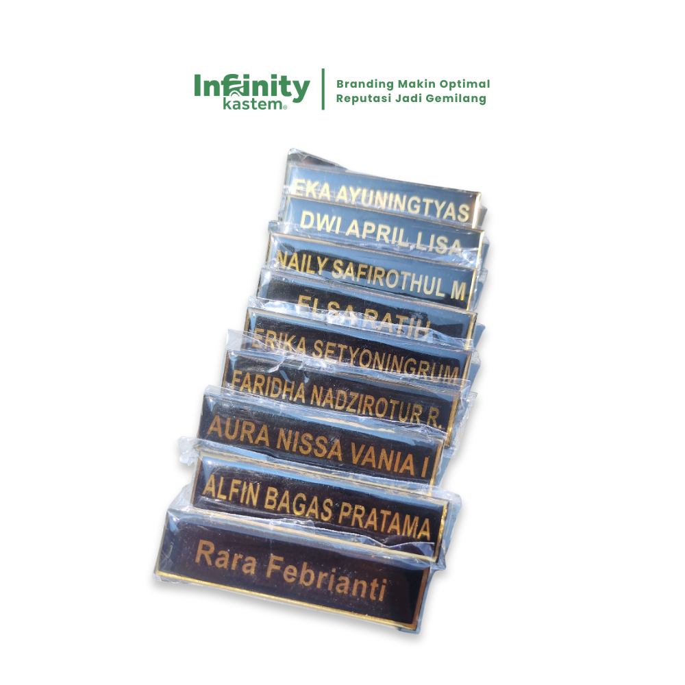 

Nama Dada Resin Peniti, Nametag Acrylic Resin Peniti, Nametag Custom - Infinity Kastem