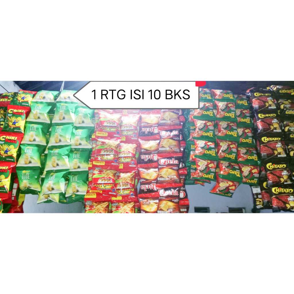 

Aneka Chiki Chitato/ Lite/ Twist/ Qtela /FRENCH FRIES (isi 10 Pcs)