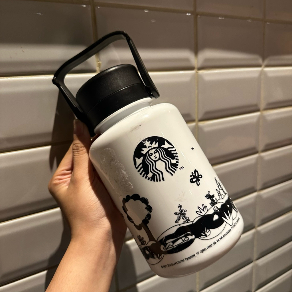 Preloved Tumbler Starbucks x Kreaby 1L With Handle Garden View Original Starbucks