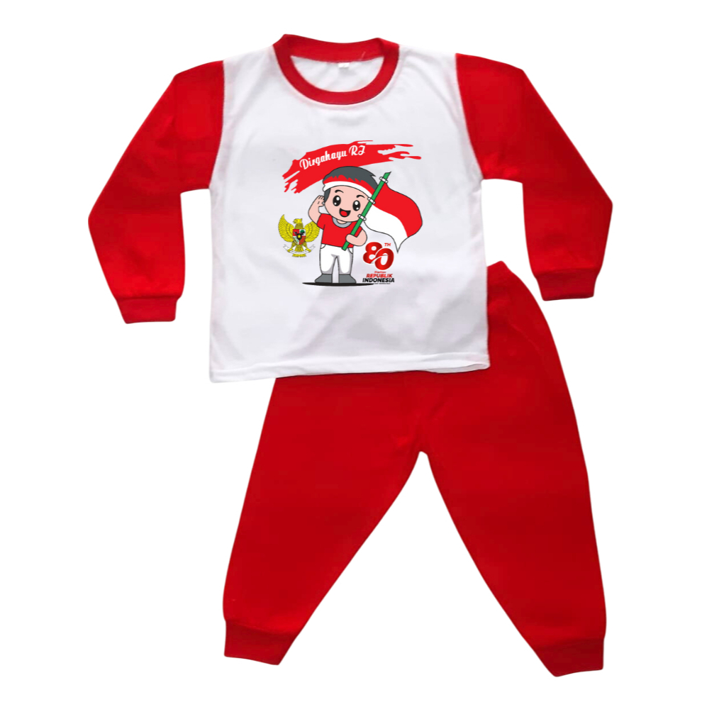 Setelan kaos anak merah putih Agustusan Motif Kemerdekaan Indonesia