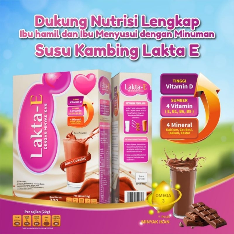 

Lakta-E Susu Bubuk Cokelat 200g Dengan Minyak Ikan Tinggi Vitamin D & Mineral