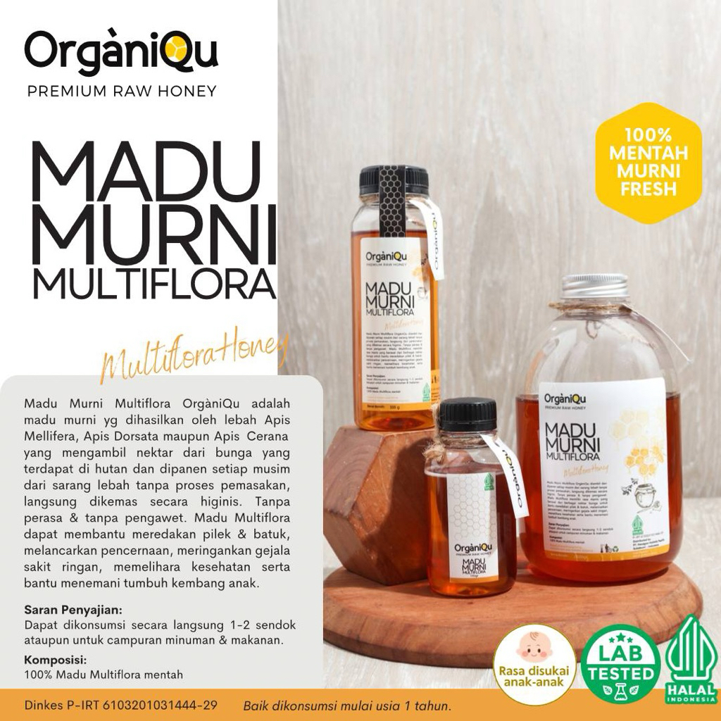 

à Premium Raw Honey Multiflora Pure madu murni mentah supplement imun anak & dewasa (flu, alergi, sendi, tulang, demam & diare)