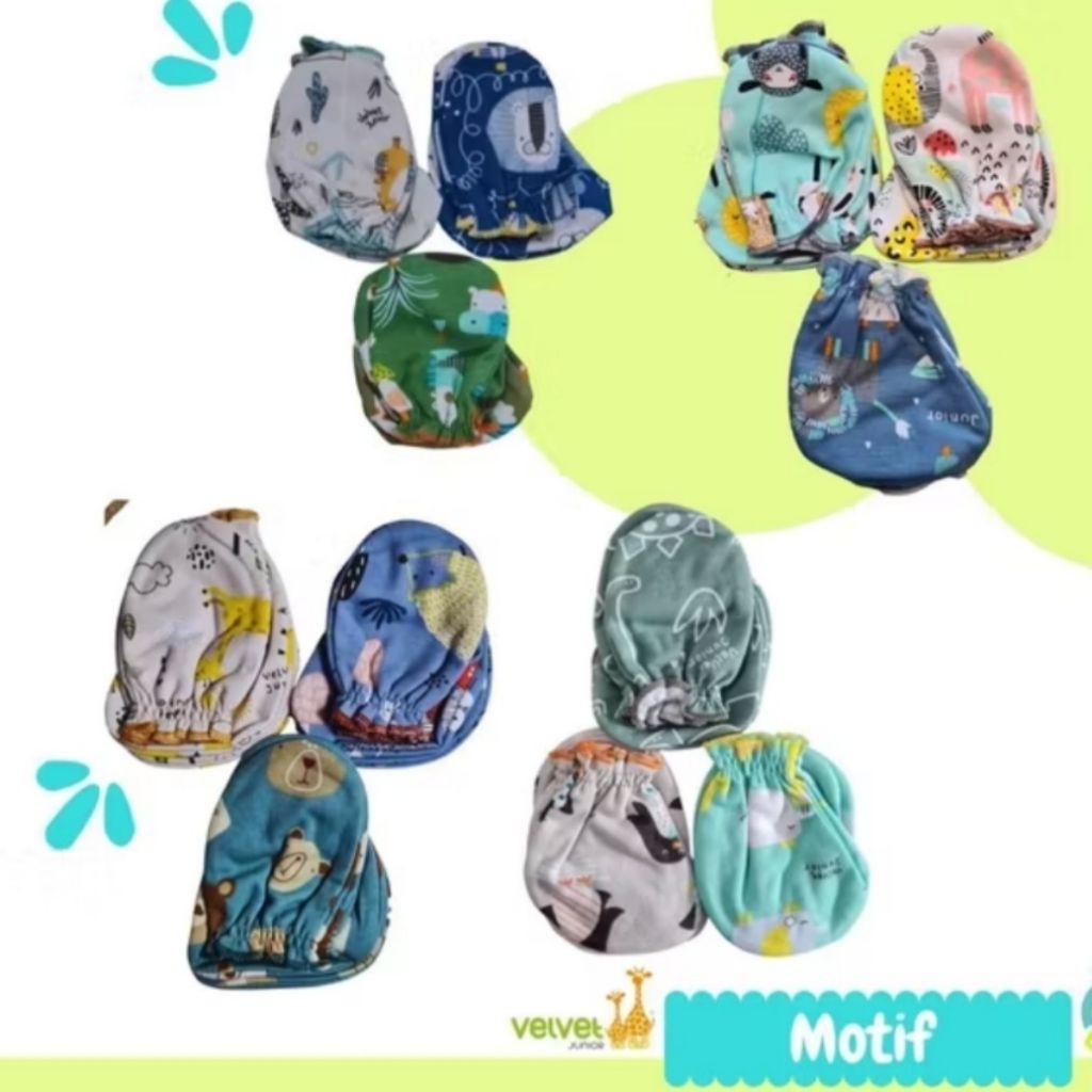 1 Set Velvet Junior SARUNG TANGAN KAKI Bayi VELVET JUNIOR Motif Terbaru