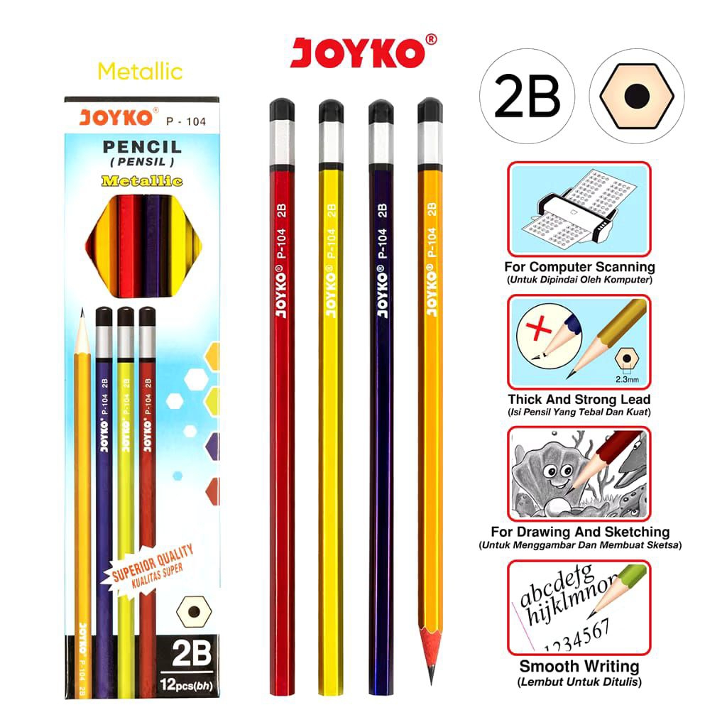 

Pensil Joyko Metalic P-104 2B for computer 1Box