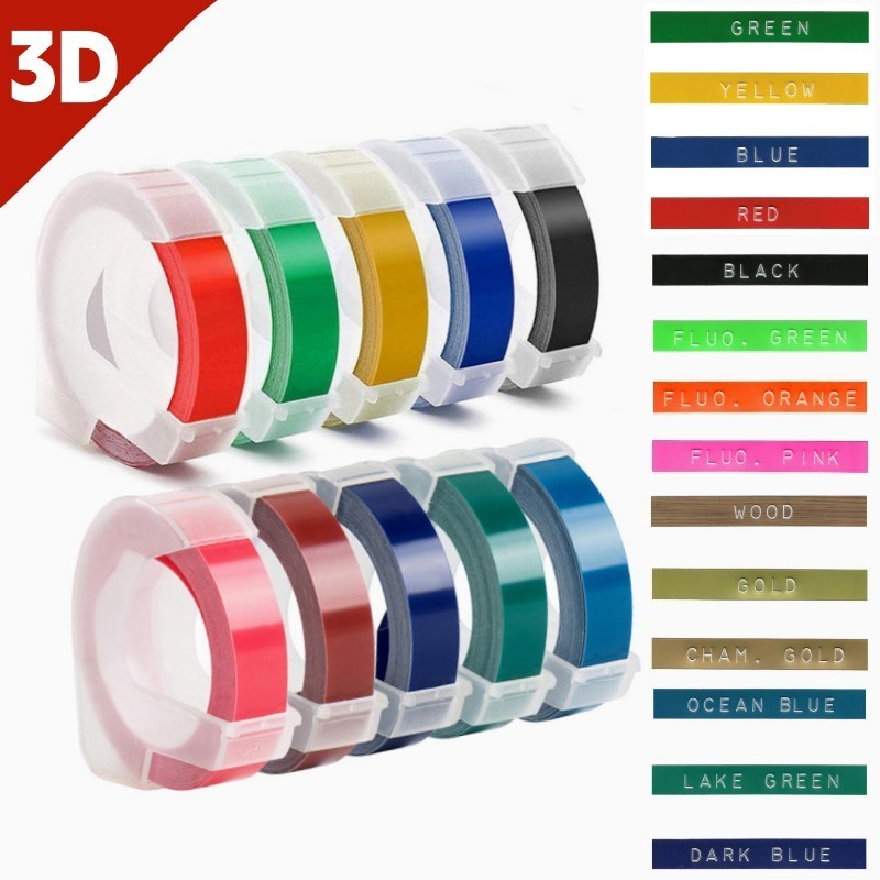 

3Pcs Compatible Dymo 3D Label Tape 9mm×3m Cidy Dymo 3D Embossing Tape For Dymo Motex E101 Label Maker