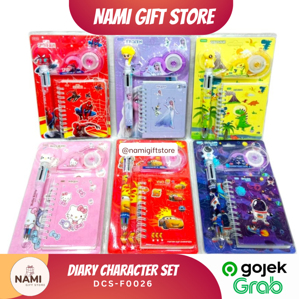 

[DCS-F0026] Diary Character Set Notebook Ring atau Buku Catatan Motif di Lengkapi dengan Pen Warna dan Tip Ex Kertas Set