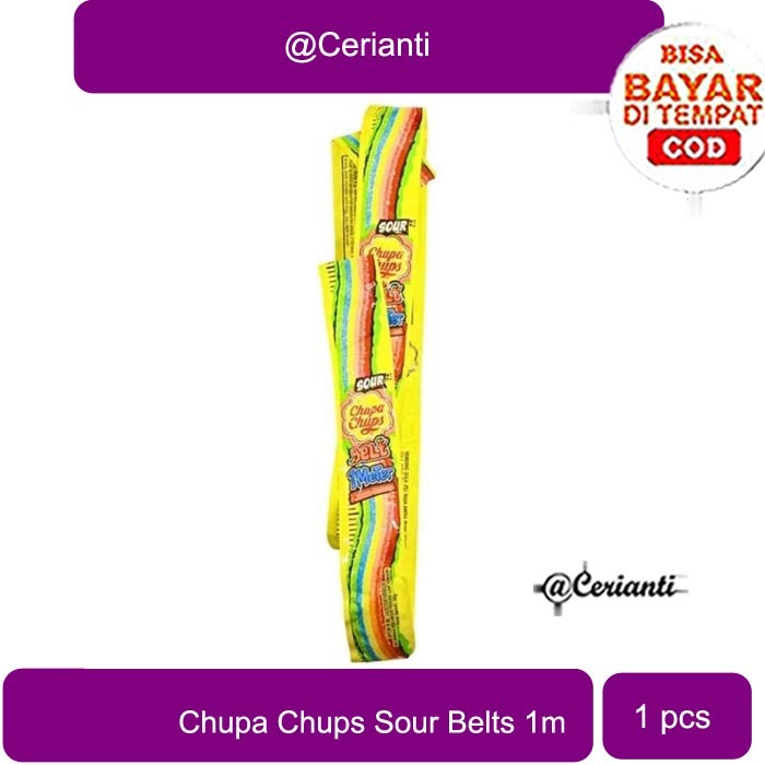 

[PANJANG 1 METER] Chupa Chups Sour Belts Soft and Chewy 1 meter 50g - Permen Jeli Rasa Aneka Buah Cerianti