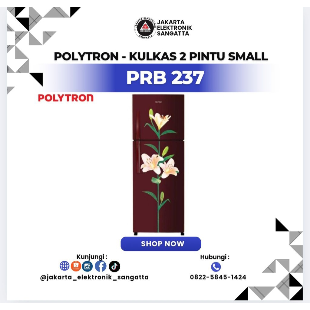 KULKAS POLYTRON PRB 237 LEMARI ES 2 PINTU PRB237
