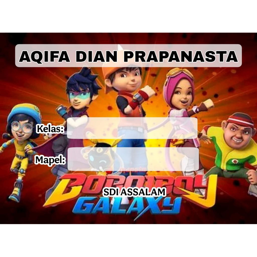 

(ISI 50 PCS) SUDAH ADA LEM STICKER LABEL BUKU SEKOLAH CUSTOM NAMA & FOTO MOTIF BOBOBOY