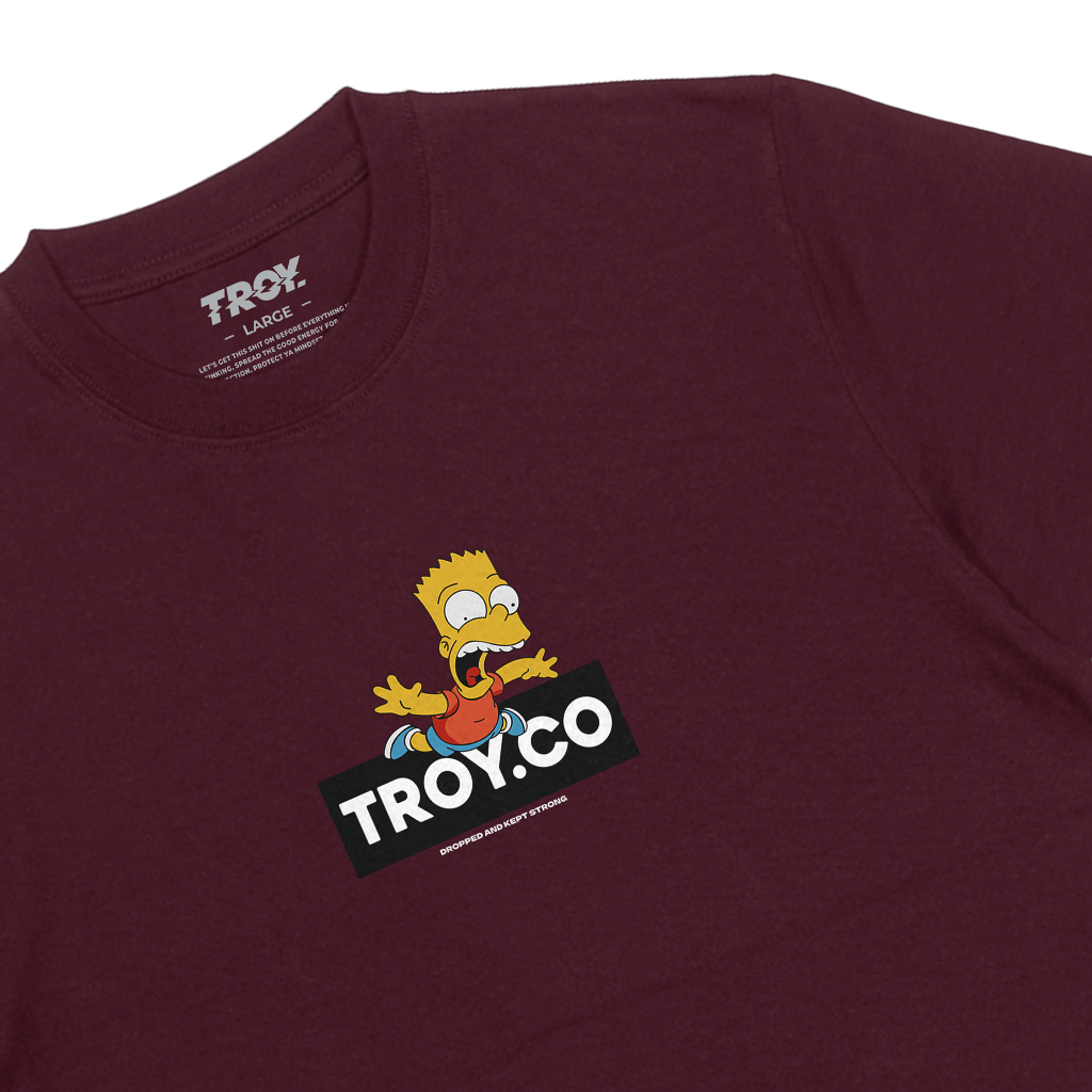Troy Company Tshirt Maroon Bart Simpson Plunge - Kaos Lengan Pendek Kaos Merah Maroon MTD 2470