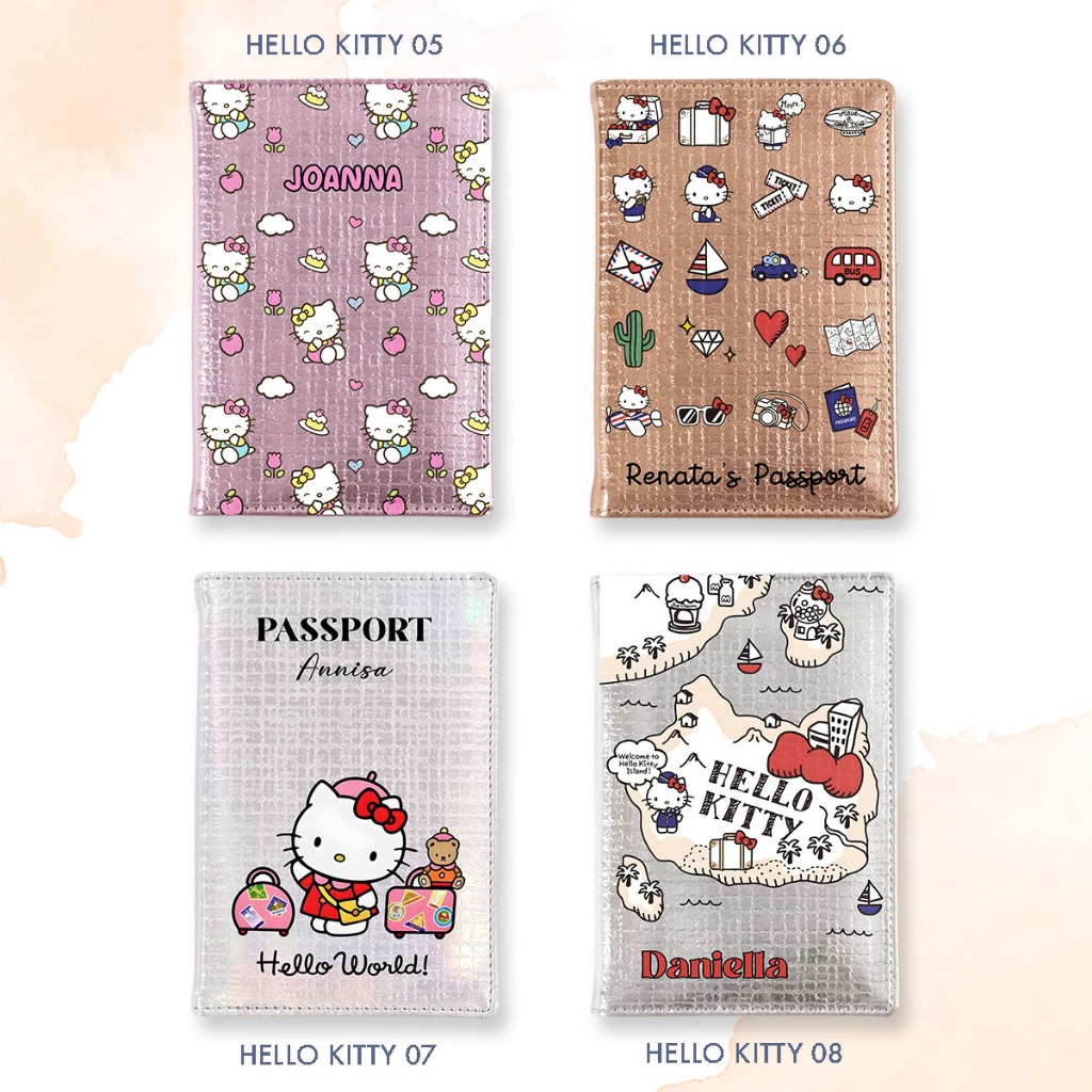 [ BISA CUSTOM NAMA ] Passport Hello Kitty / Passport Holder custom Gambar Nama Logo / Cover Passport