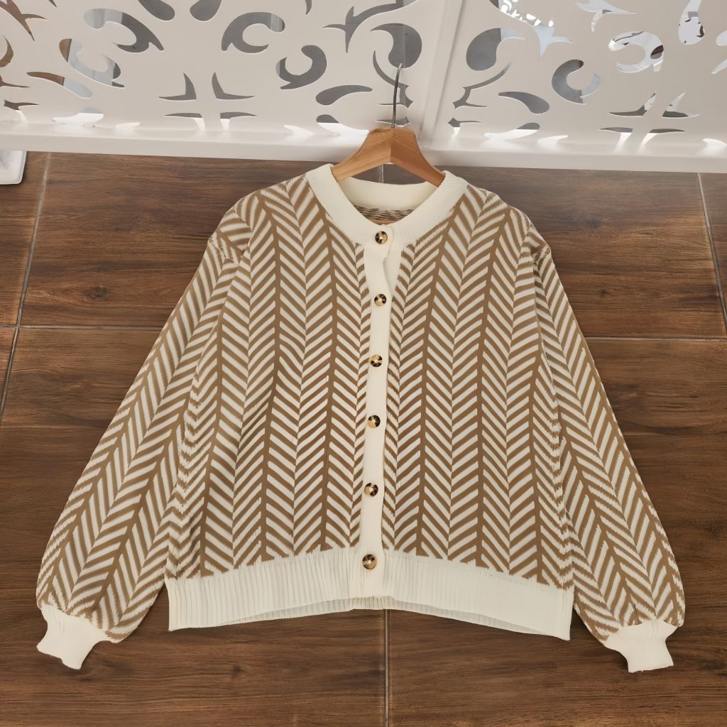 cardigan rajut wanita zigzag outer rajut wanita kekinian bahan tebal premium