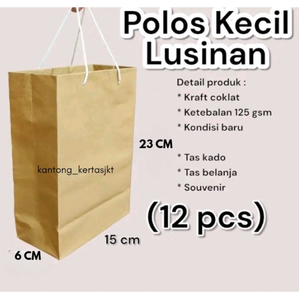

12pcs Paper Bag Coklat Uk 15x6x23