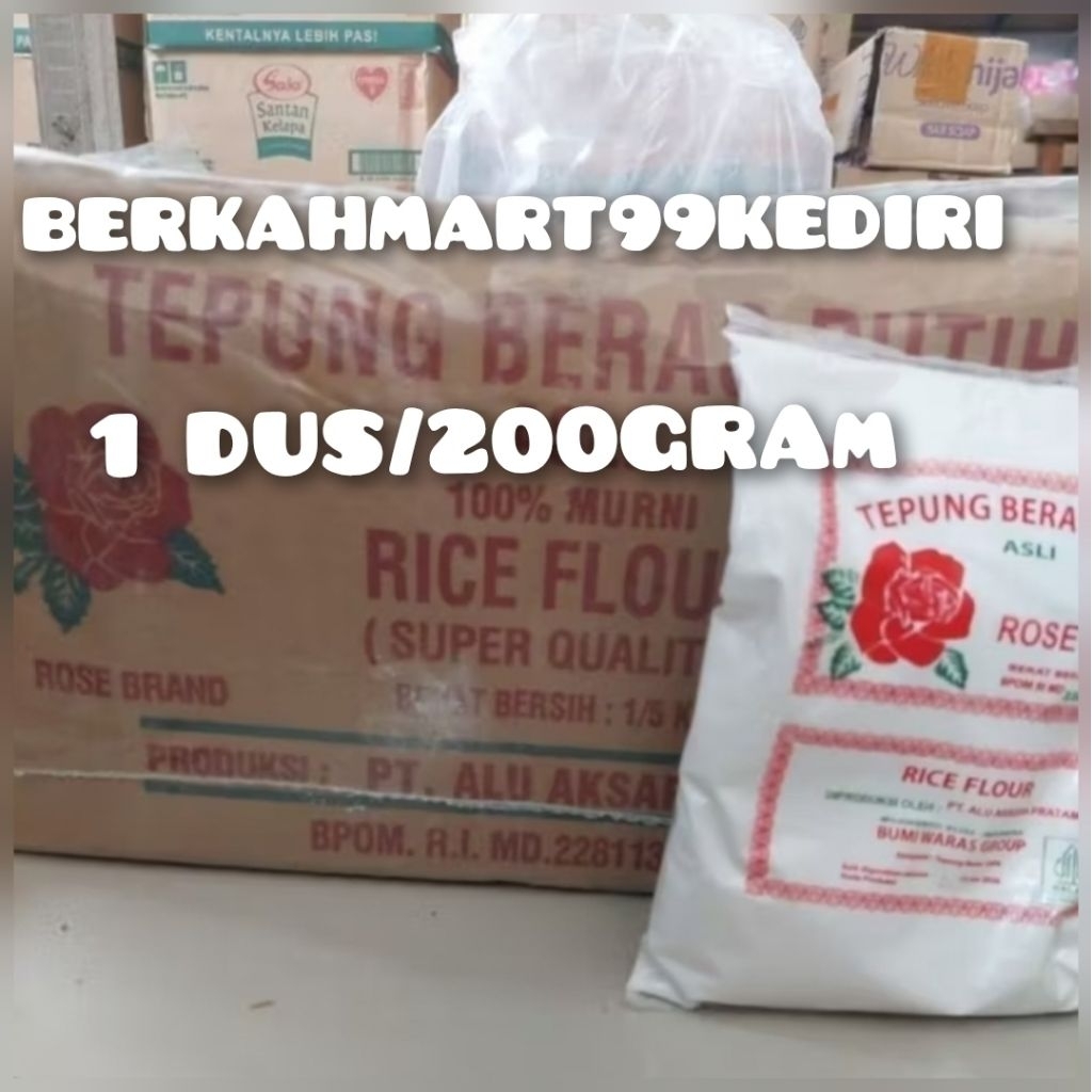 

Tepung beras rose brand 1 dus isi 50 pcs kemasan 200 gram