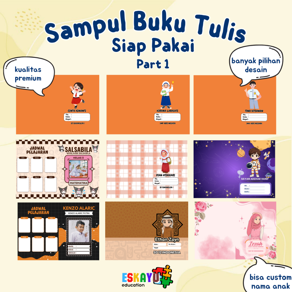 

Sampul buku Tulis Custom Nama dan Foto ukuran A5 / B5 siap pakai kualitas premium