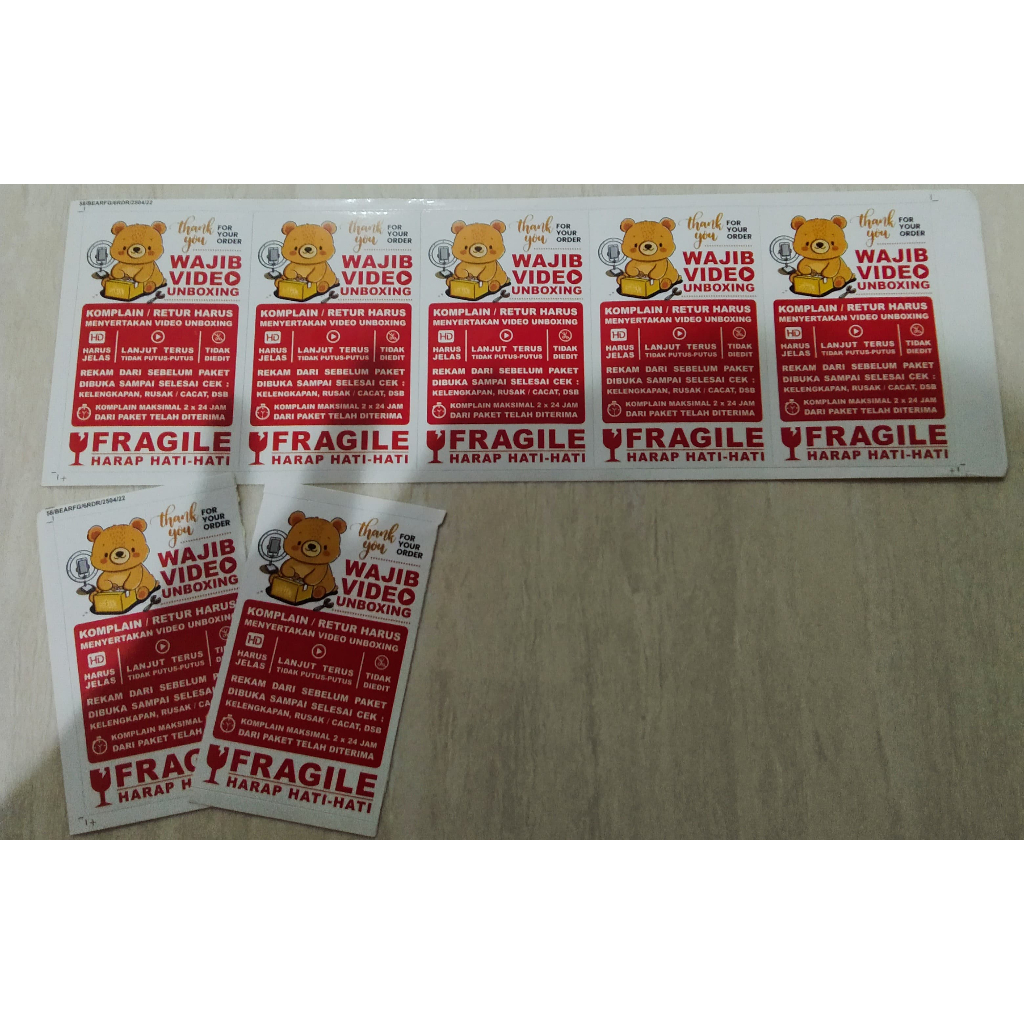 

Sticker Video Unboxing Bear Thankyou Ukuran 5x8cm Jual Perpcs