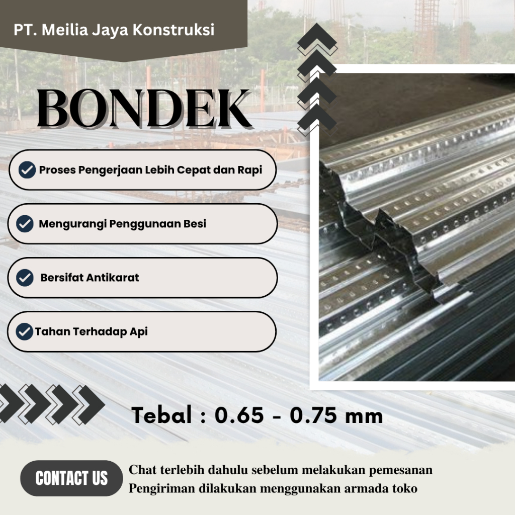 Plat Galvalum Bondek / Floordeck tebal 0,65 mm dan 0,75 mm (harga per meter)