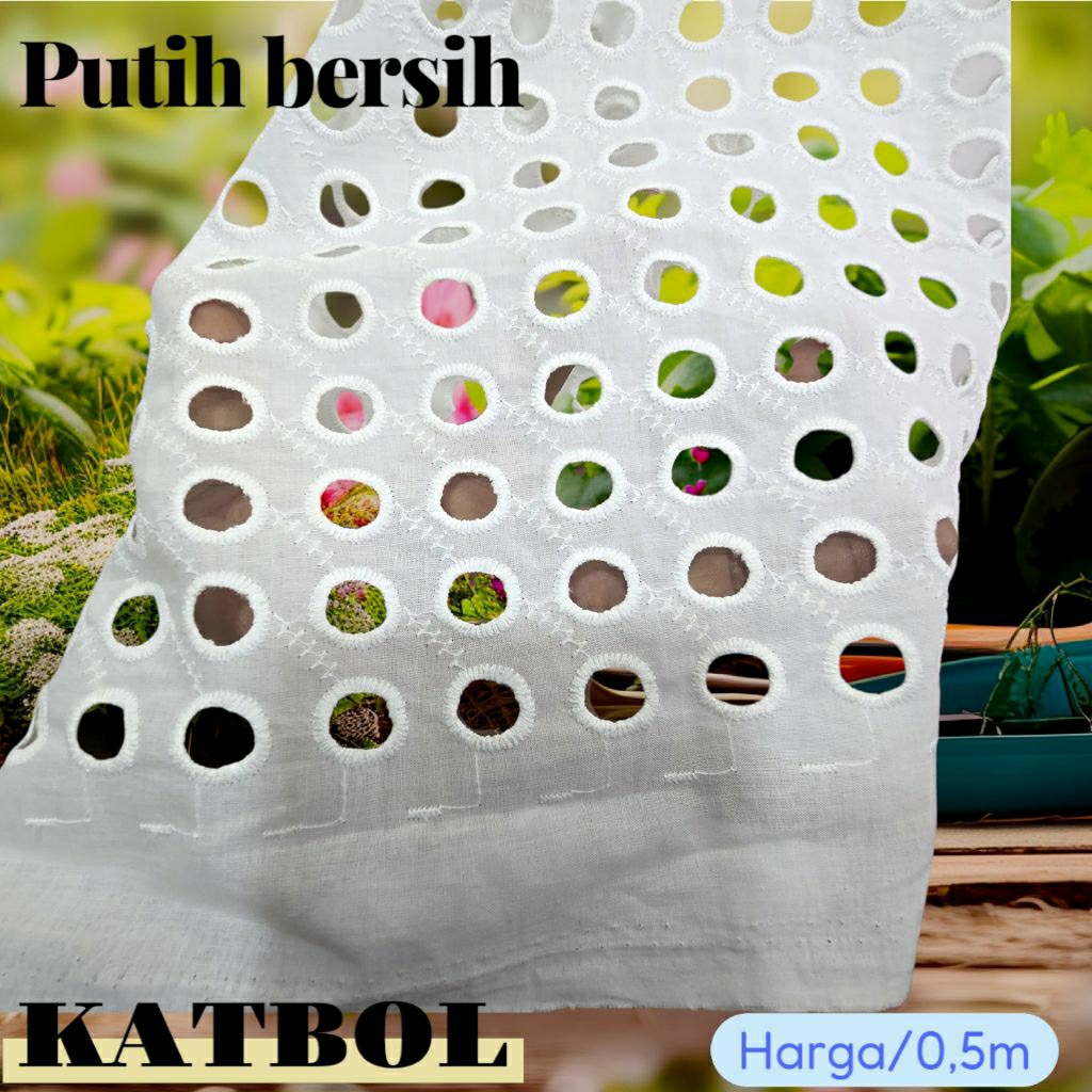 KAIN KATBOL PREMIUM WARNA PUTIH - KAIN BORDIR - KAIN KATUN BORDIR HARGA/0,5M