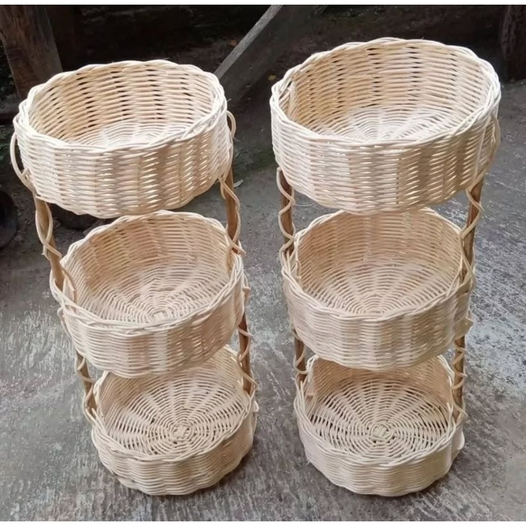 Rak bawang rotan 3 susun