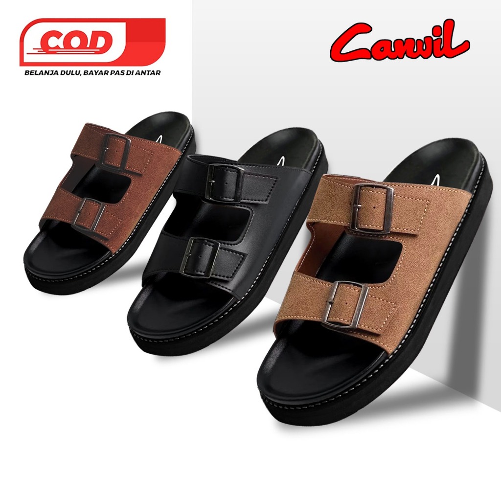 Carvil Sandal Selop Casual Pria Karet Sendal Slide Model Puyuh Terbaru
